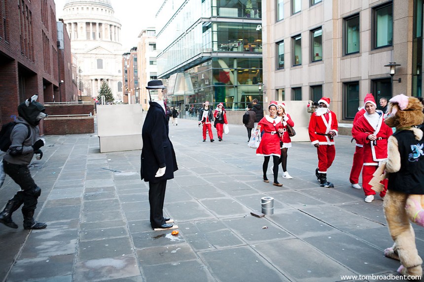Furries vs Santas vs Street Performer