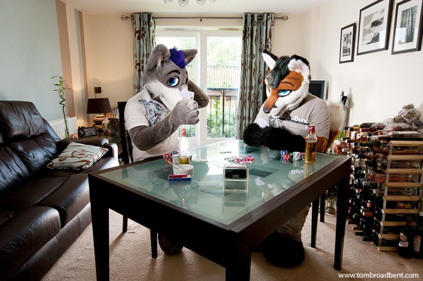 Lupus Londonwolf and Alfa Fox, a wolf and fox. They live together in Bishops Stortford.