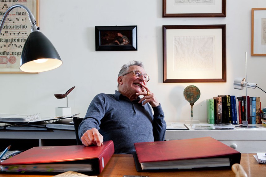 John Kasmin at home. Photographed for Newsweek in London, the former art dealer turned postcard collector introduced his collection of rare, incredible and sometimes bizarre original postcards that he has collected over the years. the most expensive postcard in his collection cost 5800 Euros. Although most were much less than that.